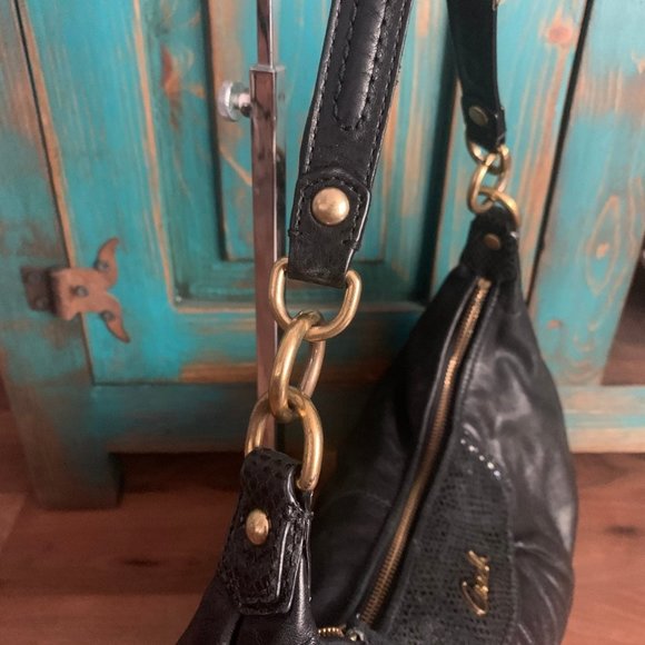 Coach Ashley Black Leather & Python Embossed Bag - Picture 4 of 9